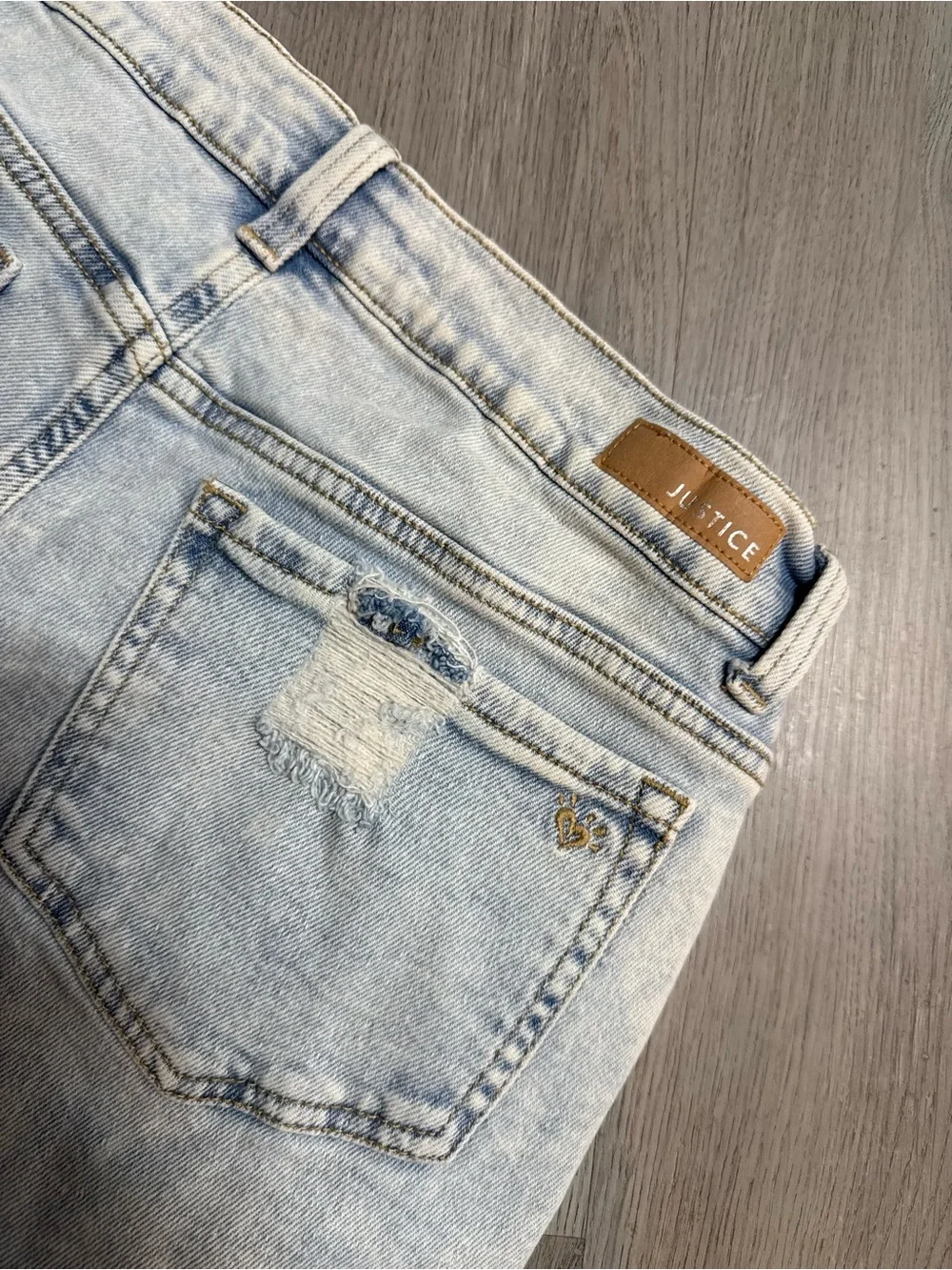 •JUSTICE• DISTRESSED MINI MOM JEANS